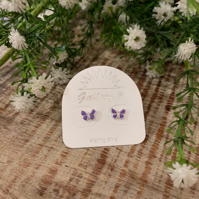 Purple Butterfly Post Earrings