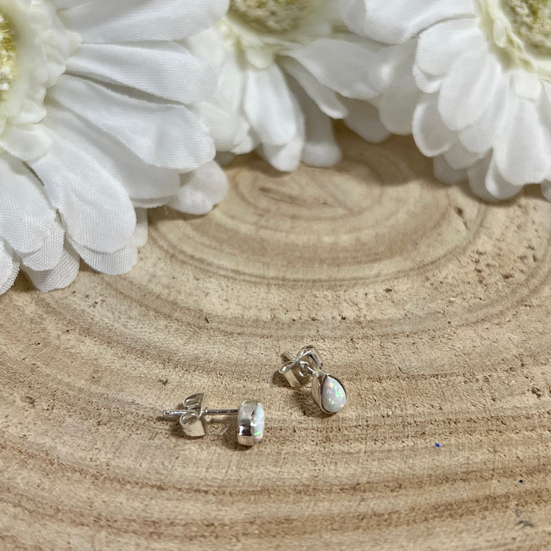 Pearl Opal Stud Earrings