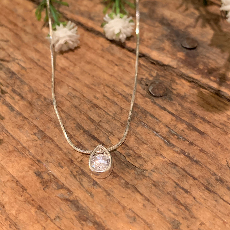 Teardrop Slider Pendant with CZ - Apothecary Gift Shop