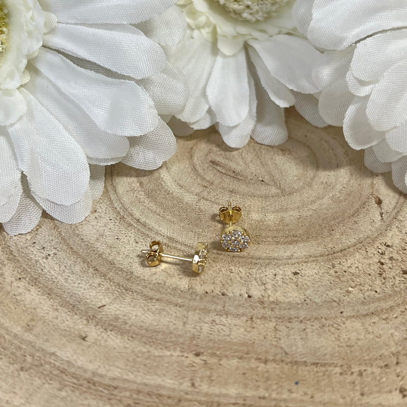Gold Plated Small Round CZ Stud Earrings