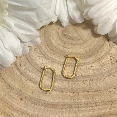 Gold Plated CZ Rectangle Hoops