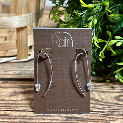 Silver Arched Wire Bar Rain Jewelry Earrings