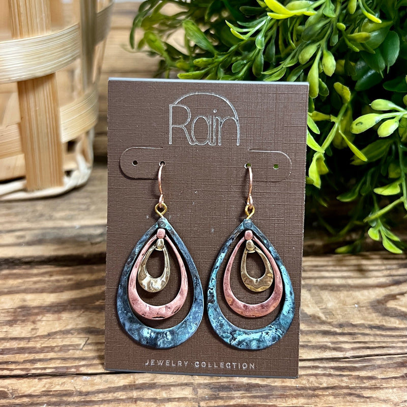 Patina Teardrop Rain Jewelry Earrings