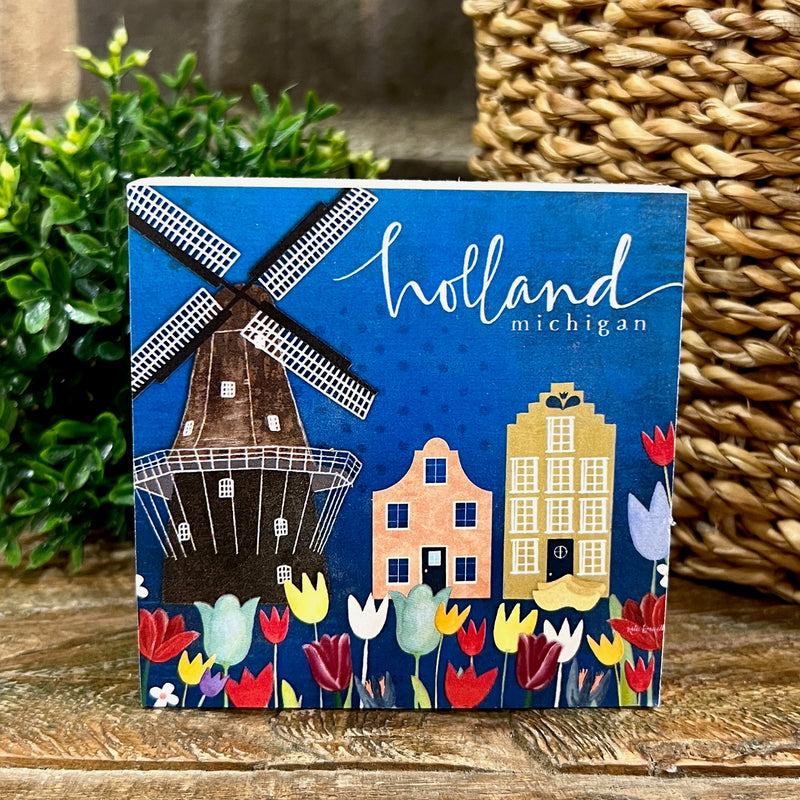 Holland, Michigan Windmill & Tulips Art Block