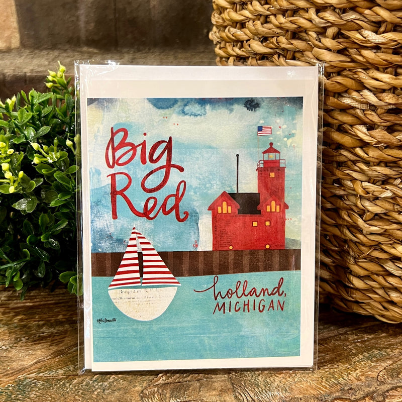 Holland, Michigan Big Red Lighthouse & Sailboat Card