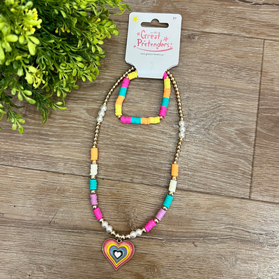 Rainbow Love Necklace & Bracelet Set
