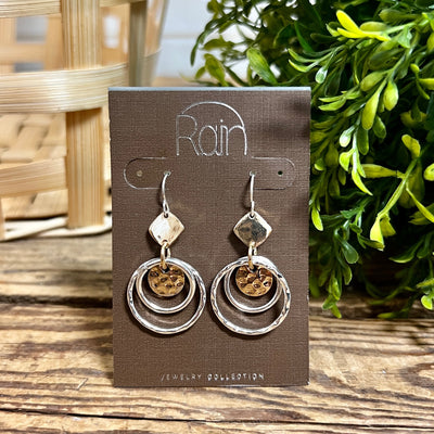 Two Tone Shapes in Circles Rain Jewelry Earrings