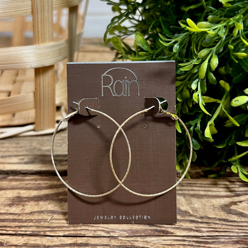Gold 40mm Hinge Top Hoop Rain Jewelry Earrings
