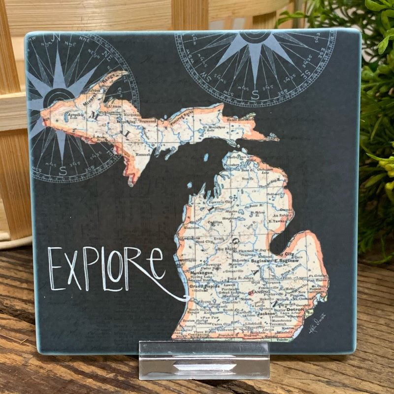 Explore Michigan Map Coaster