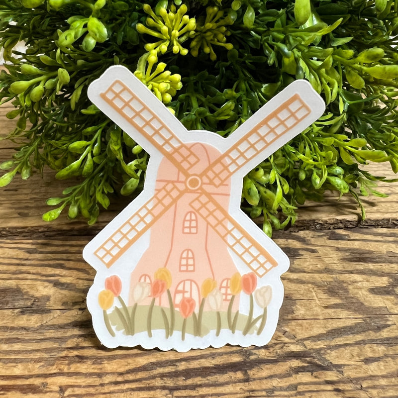 Windmill with Tulips Sticker