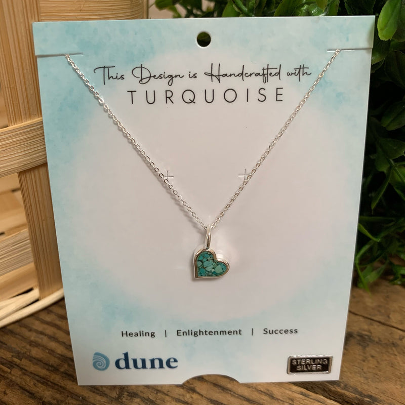 Sterling Silver Turquoise Heart Dune Jewelry Necklace