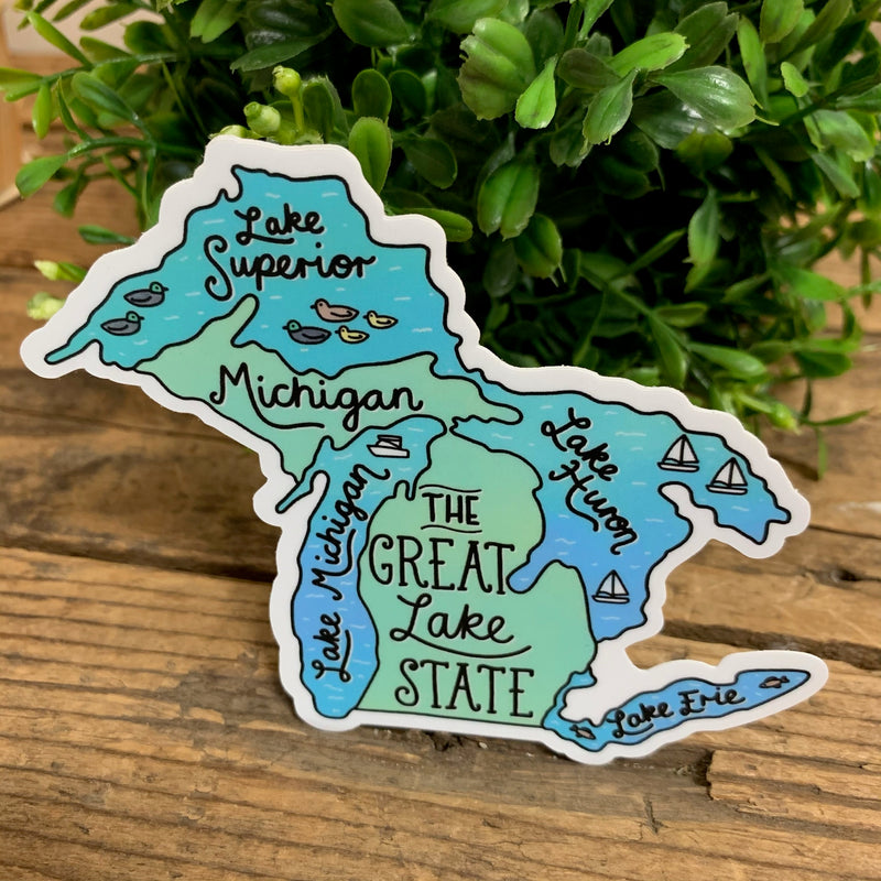 Great Lakes Michigan Map Sticker