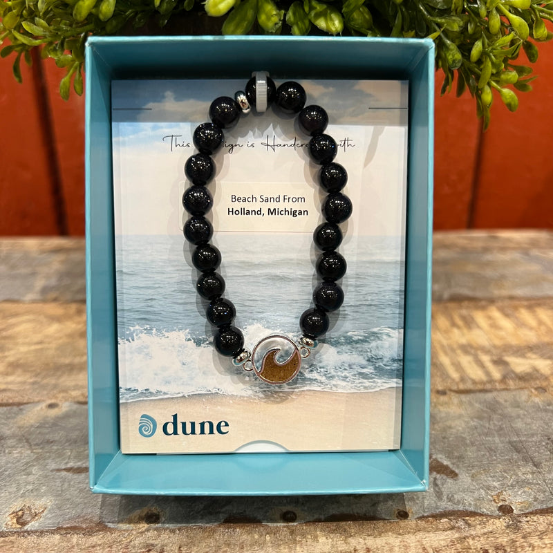 Custom Blue Sandstone Cresting Wave Beaded Dune Jewelry Bracelet