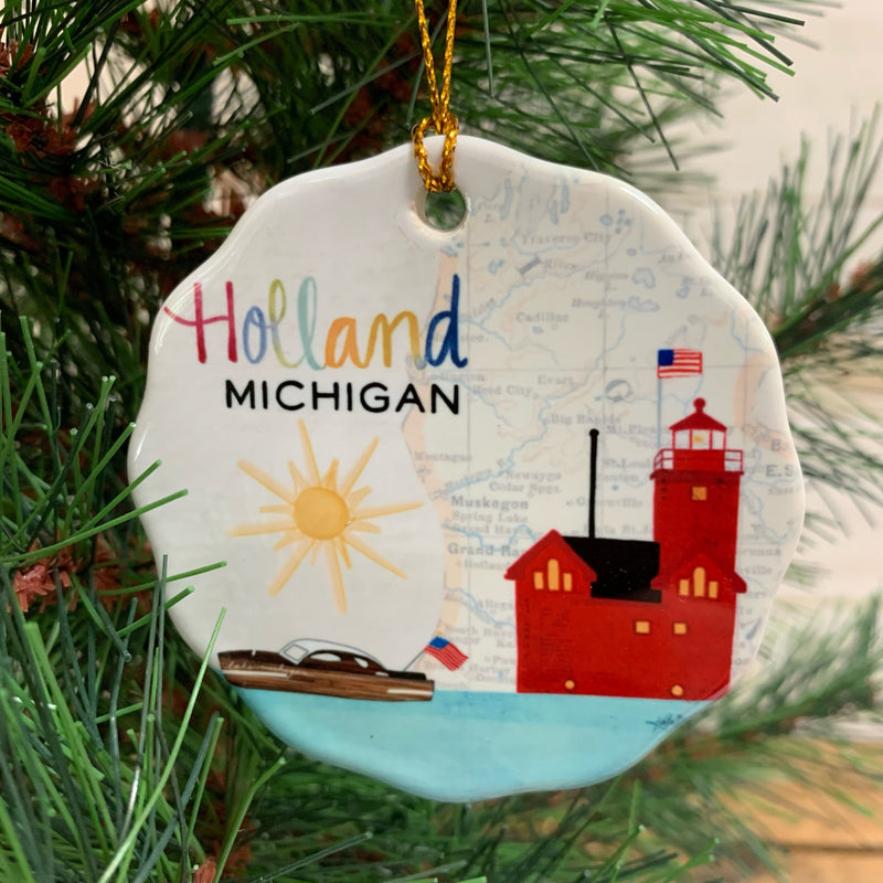 Custom Big Red Lighthouse Holland Michigan Ornament