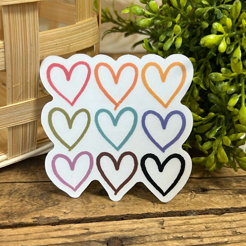Rainbow Hearts Clear Sticker