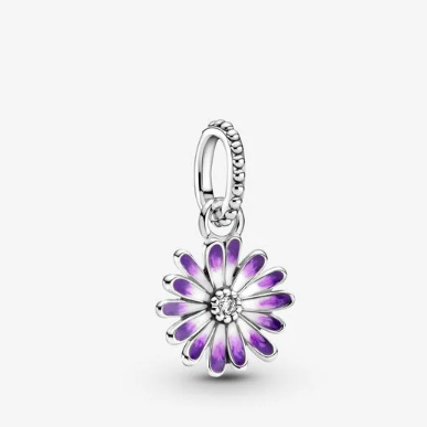 Purple Daisy Dangle Pandora Bead