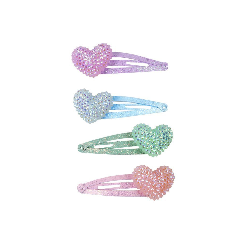 Great Pretenders Sparkle Heart Bobble Hair Clips 4pc Set