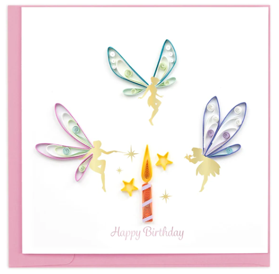 Handcrafted Birthday Fairies Quilling Card