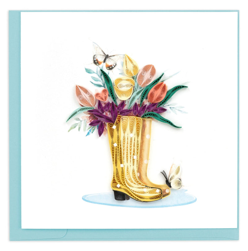 Handcrafted Rain Boot Bouquet Quilling Card
