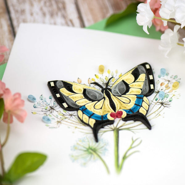 Handcrafted Swallowtail Butterfly Quilling Card