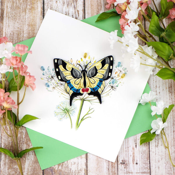 Handcrafted Swallowtail Butterfly Quilling Card