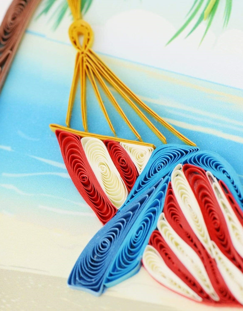 Handcrafted Tropical Beach Quilling Card