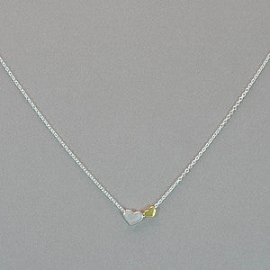 Sterling Silver and Gold Two Hearts Necklace