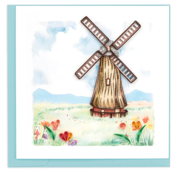 Handcrafted Dutch Windmill Quilling Card